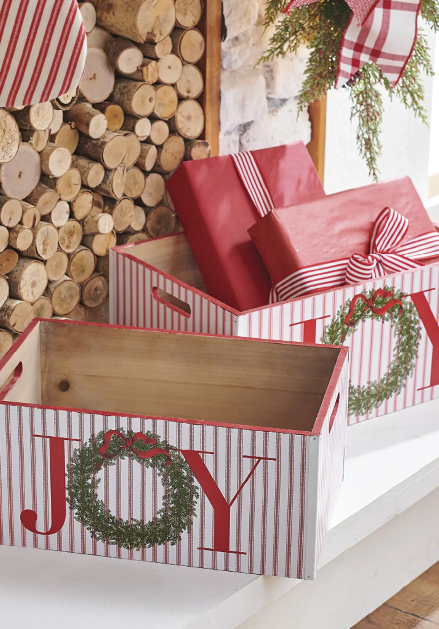 Hot The Jolly Christmas Shop Raz Set Of 2 17.75" Joy Crates Christmas Decorations 4212313