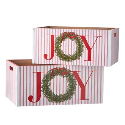 Hot The Jolly Christmas Shop Raz Set Of 2 17.75" Joy Crates Christmas Decorations 4212313