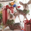 New The Jolly Christmas Shop Raz Set Of 2 12.75" Large Reindeer With Bottle Brush Wreath Christmas Figure 4212557