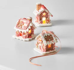 Sale The Jolly Christmas Shop Raz Set Of 3 3.25" Lighted Gingerbread House Christmas Ornament 4115522