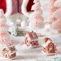 Sale The Jolly Christmas Shop Raz Set Of 3 3.25" Lighted Gingerbread House Christmas Ornament 4115522