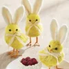 New The Jolly Christmas Shop Raz Set Of 3 6" Yellow Easter Chicks With Bunny Ears 4353309