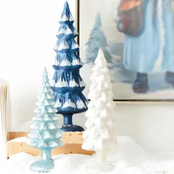 The Jolly Christmas Shop Raz Set Of 3 Blue And White Snowy Glass Christmas Trees 4222914