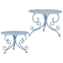 Hot The Jolly Christmas Shop Raz Set Of 2 Distressed Blue Riser Christmas Decoration 4128883