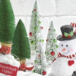Clearance The Jolly Christmas Shop Raz Set Of 3 Frosted Bottle Brush Trees With Ornaments Christmas Decoration 4215566