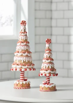Clearance The Jolly Christmas Shop Raz Set Of 2 Gingerbread And Peppermint Christmas Trees 4316092