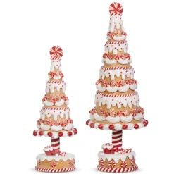 Clearance The Jolly Christmas Shop Raz Set Of 2 Gingerbread And Peppermint Christmas Trees 4316092
