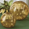 Outlet The Jolly Christmas Shop Raz Set Of 2 Gold Mercury Glass Lighted Ball Christmas Decoration 4222802