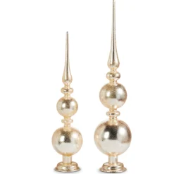 Clearance The Jolly Christmas Shop Raz Set Of 2 Gold Textured Standing Finial Glass Christmas Decoration 4324555