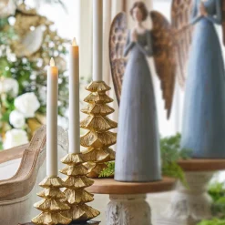 Hot The Jolly Christmas Shop Raz Set Of 3 Gold Tree Candle Stick Holders Christmas Decoration 4327997