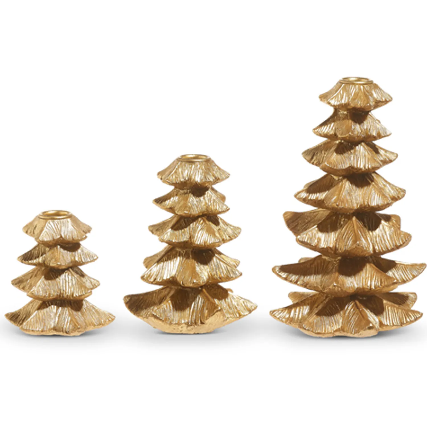 Hot The Jolly Christmas Shop Raz Set Of 3 Gold Tree Candle Stick Holders Christmas Decoration 4327997