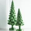 The Jolly Christmas Shop Raz Set Of 2 Green Glass Tree Christmas Decoration 4222940