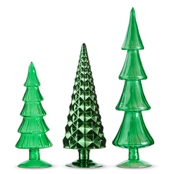 Best The Jolly Christmas Shop Raz Set Of 3 Green Glass Trees Christmas Decoration 4322913