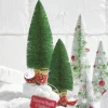 Clearance The Jolly Christmas Shop Raz Set Of 2 Green Glitter Bottle Brush Tree With Elf Shoes 4227111