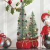 Online The Jolly Christmas Shop Raz Set Of 2 Lighted Bottle Brush Tree In Santa Bag Christmas Figures 4215550