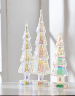 Online The Jolly Christmas Shop Raz Set Of 3 Lighted Iridescent Glass Tree Christmas Decoration 4222911