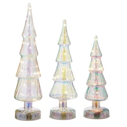 Online The Jolly Christmas Shop Raz Set Of 3 Lighted Iridescent Glass Tree Christmas Decoration 4222911