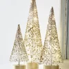 Clearance The Jolly Christmas Shop Raz Set Of 3 Lighted White Bottle Brush Trees With Gold Glitter 4215506