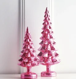 The Jolly Christmas Shop Raz Set Of 2 Pink Metallic Glass Christmas Tree Decoration 4222938