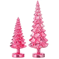 The Jolly Christmas Shop Raz Set Of 2 Pink Metallic Glass Christmas Tree Decoration 4222938