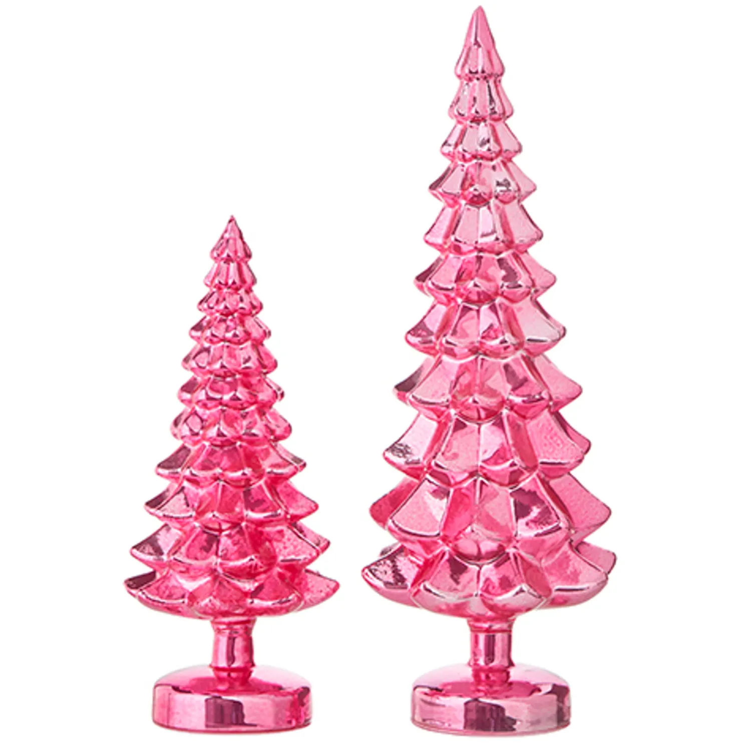 The Jolly Christmas Shop Raz Set Of 2 Pink Metallic Glass Christmas Tree Decoration 4222938