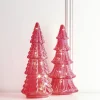 The Jolly Christmas Shop Raz Set Of 2 Pink Textured Glass Lighted Christmas Tree Decoration 4220113