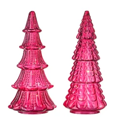 The Jolly Christmas Shop Raz Set Of 2 Pink Textured Glass Lighted Christmas Tree Decoration 4220113