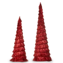 Online The Jolly Christmas Shop Raz Set Of 2 Red Tinsel Trees Christmas Decoration 4334054