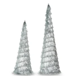New The Jolly Christmas Shop Raz Set Of 2 Silver Tinsel Tree Christmas Decoration 4334055