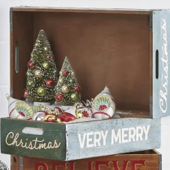 Clearance The Jolly Christmas Shop Raz Set Of 2 Very Merry Christmas Crate Decoration 4112320