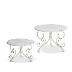 Clearance The Jolly Christmas Shop Raz Set Of 2 White Distressed Metal Risers Stands 4228915