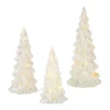 The Jolly Christmas Shop Raz Set Of 3 White Iridescent Lighted Tree Glass Christmas Decoration 4222934