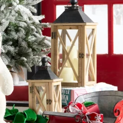 Sale The Jolly Christmas Shop Raz Set Of 2 Wood And Metal Christmas Lantern 4337902