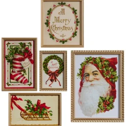Sale The Jolly Christmas Shop Raz Vintage Santa And Christmas Framed Prints Wall Decoration