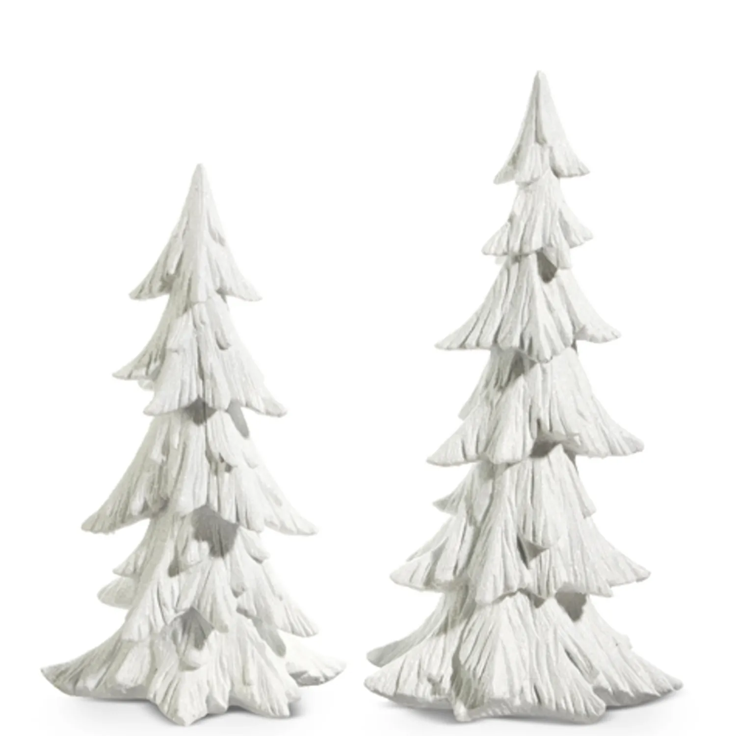 Clearance The Jolly Christmas Shop Raz White Carved Christmas Tree Decoration Set Of 2 4401619