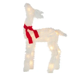 Sale The Jolly Christmas Shop Raz White Flocked Tinsel Lighted Deer Indoor Outdoor Christmas Decoration