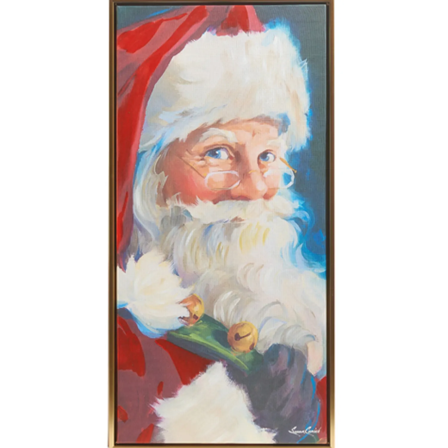 The Jolly Christmas Shop Raz Woodland Santa And Reindeer Textured Frame Christmas Wall Art