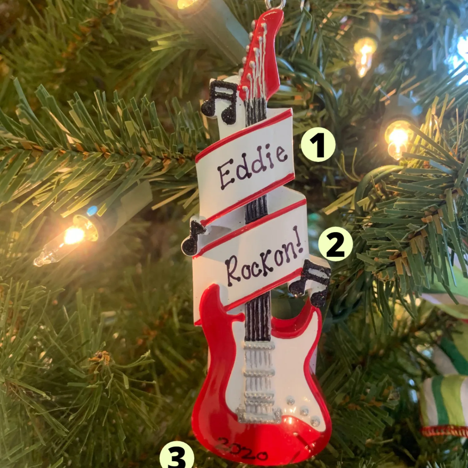 Clearance The Jolly Christmas Shop Red Electric Guitar Personalized Christmas Ornament OR1966