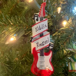 Clearance The Jolly Christmas Shop Red Electric Guitar Personalized Christmas Ornament OR1966