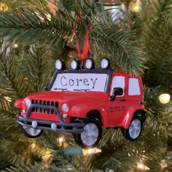 Outlet The Jolly Christmas Shop Red Jeep Personalized Christmas Ornament OR1763
