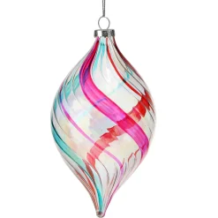 Online The Jolly Christmas Shop Regency 4.5" Clear Glass With Colorful Swirl Retro Glass Finial Christmas Ornament MTX73596