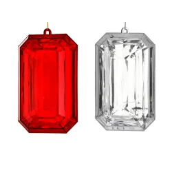 Clearance The Jolly Christmas Shop Regency 9" Clear Or Red Emerald Cut Precious Gem Christmas Ornament