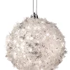 Best The Jolly Christmas Shop Regency 4" Metallic White Snowflake Ball Christmas Ornament MTX72220