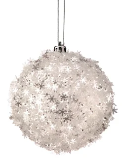 Best The Jolly Christmas Shop Regency 4" Metallic White Snowflake Ball Christmas Ornament MTX72220