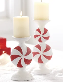 New The Jolly Christmas Shop Regency 9" Or 11.5" Peppermint Candy Candle Holder Christmas Decoration
