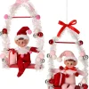 Best The Jolly Christmas Shop Regency 12" Pink Or Red Pixie Elf On Swing Christmas Ornament MTX74256