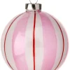 The Jolly Christmas Shop Regency 4" Pink, White, And Red Candy Striped Glass Ball Ornament MTX74727
