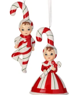 Online The Jolly Christmas Shop Regency 5" Set Of 2 Porcelain Candy Cane Kids Christmas Ornament MTX74306