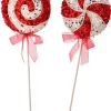 Hot The Jolly Christmas Shop Regency 21.5" Set Of 2 Red, Silver, And White Lollipop Christmas Tree Pick MTX73546