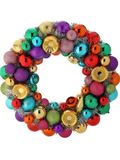 Discount The Jolly Christmas Shop Regency 19.5" Tinsel Colorful Ball Ornament Christmas Wreath MTX73682
